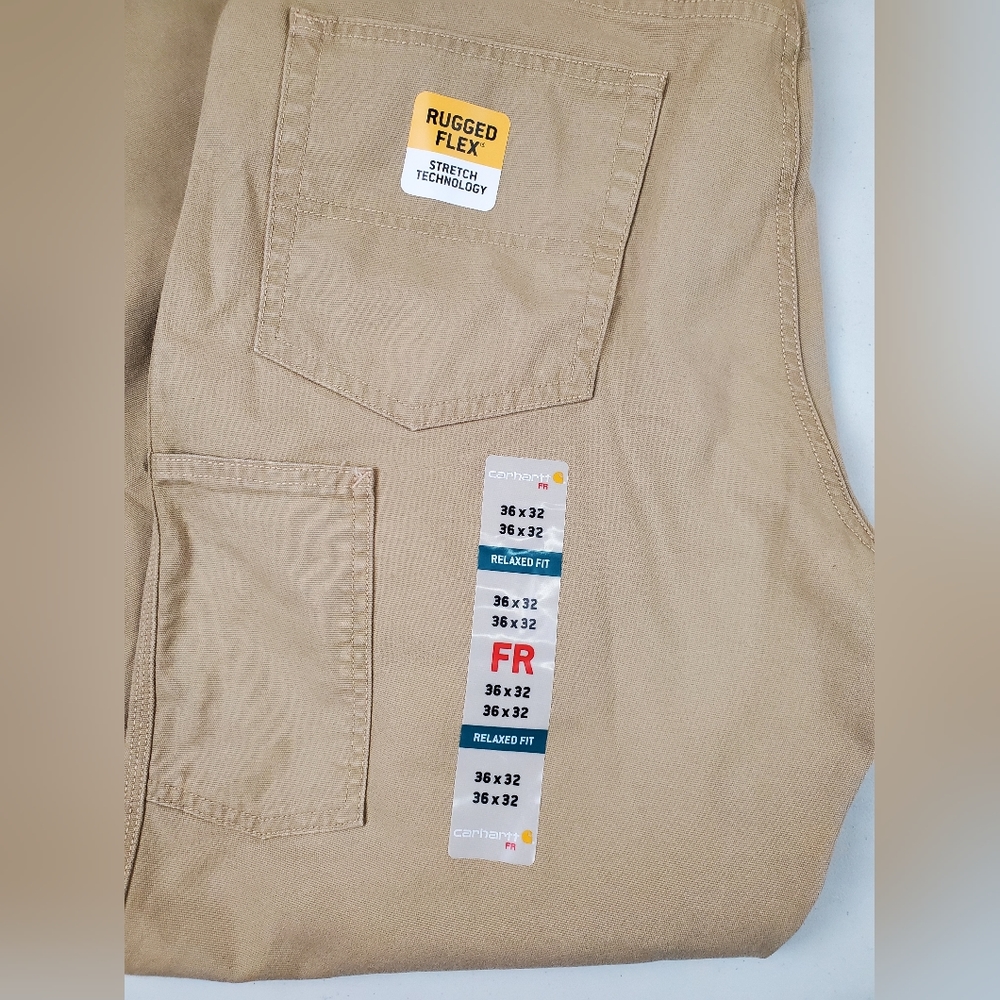 CARHARTT FLAME-RESISTANT RUGGED FLEX RELAXED FIT CANVAS WORK PANT, Size 36x32 - Picture 2 of 5